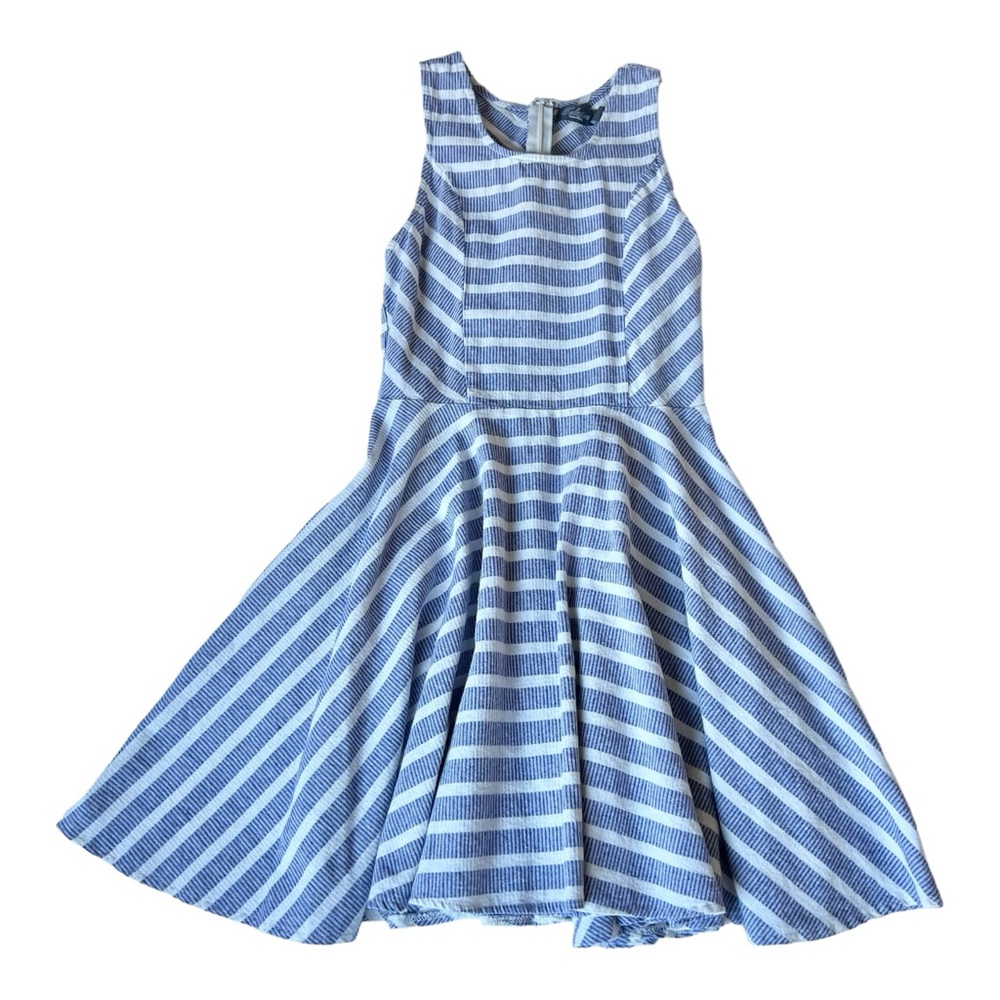 Costa Blanca Blue and White Striped Dress 100% Cotton Womens Size Large